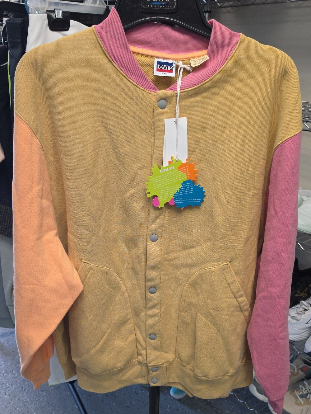 Levi's Vintage Colorblock Button Up Jacket in Yellow, Pink & Peach